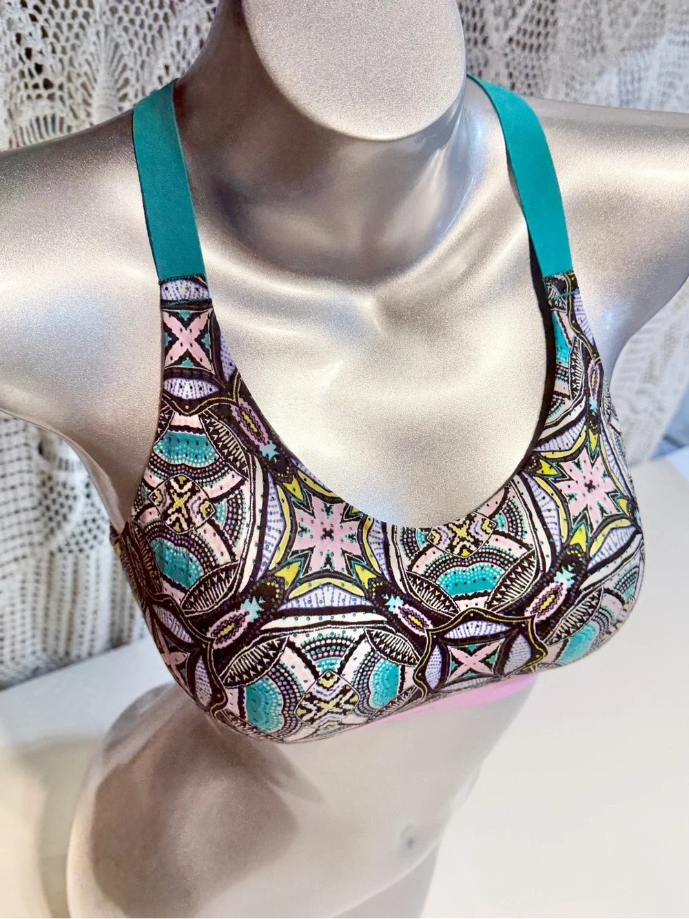 Victoria’s Secret VSX Sport bra 34B athletic swim top bralette cross back teal